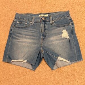 Levis Distressed Denim Shorts Women Size 8 Waist 29 Blue Stretch Festival Grunge